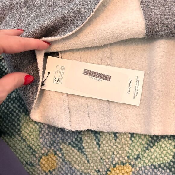 Alala Bell Sleeve Raw Edge velvet stripe Sweatshirt Activewear Top Grey XS - Picture 7 of 10